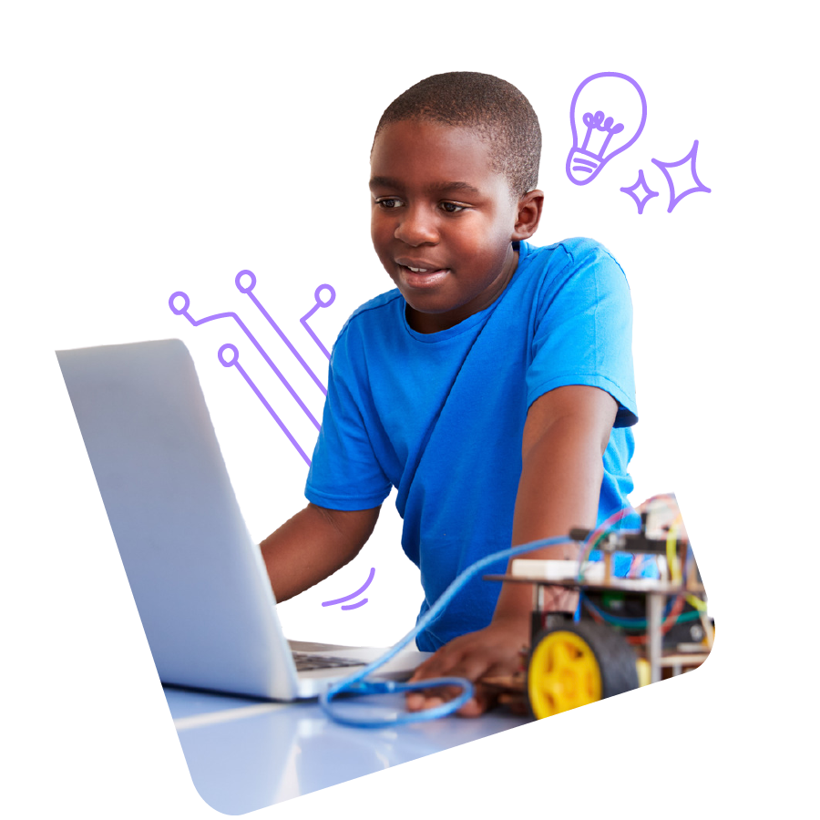 Young student working on a STEM project Young student working on a STEM project