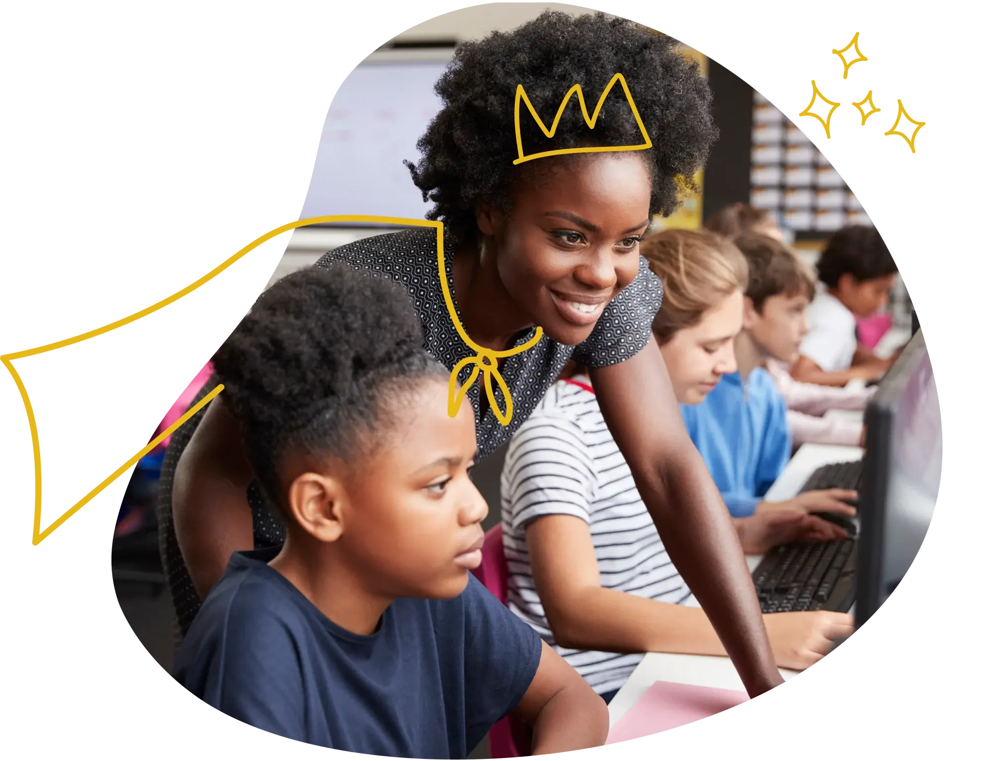 Teacher with student